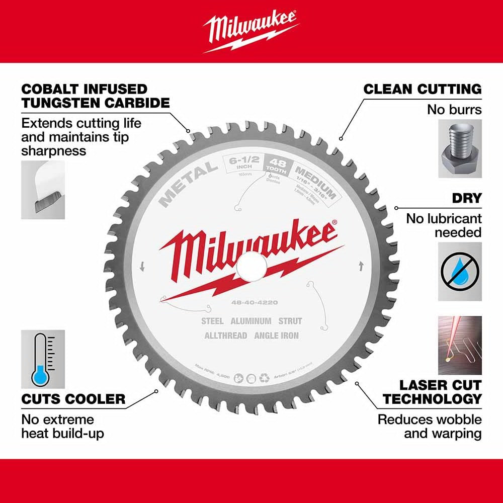Milwaukee  48-40-4220 6-1/2" 48T METAL CSB, 5/8"