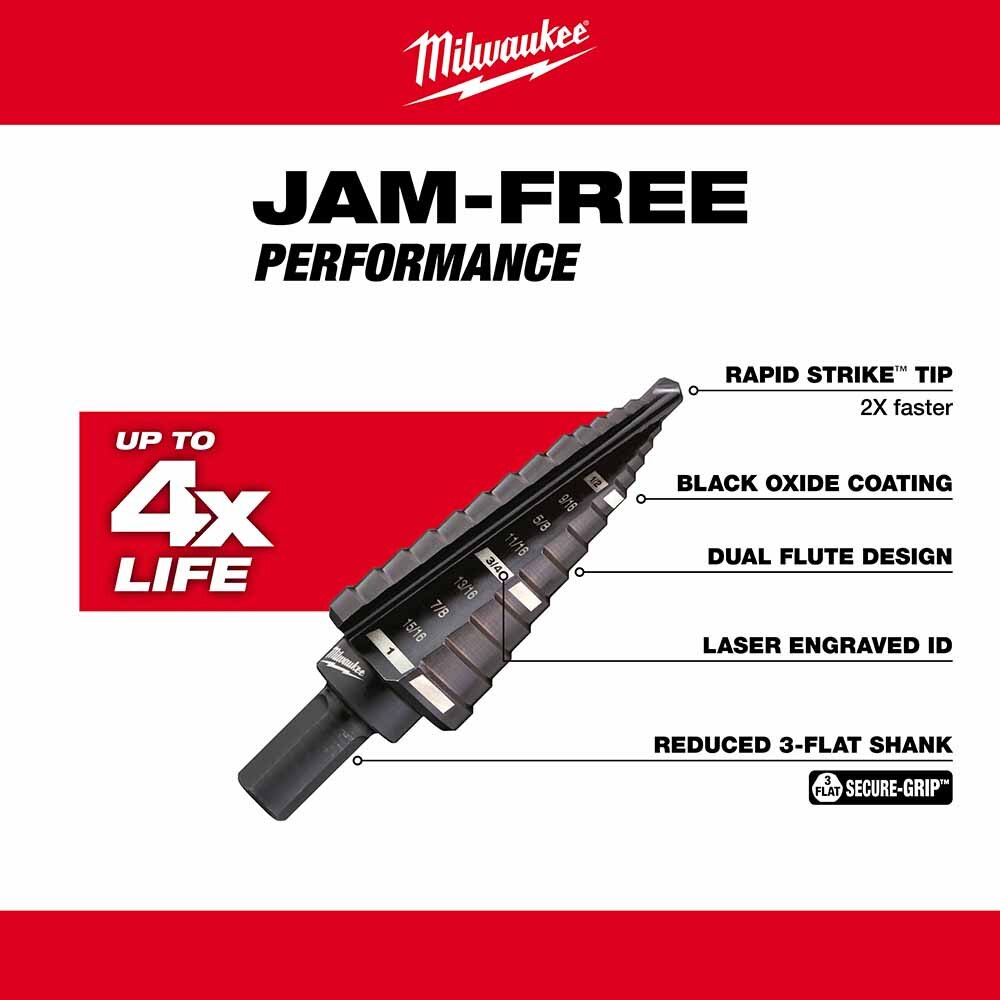 Milwaukee 48-89-9208 Milwaukee #8 Step Bit 1/2"-1"