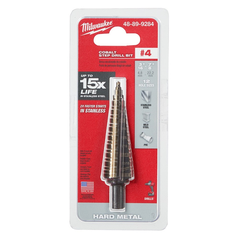 Milwaukee 48-89-9284 Milwaukee Cobalt Step Drill Bit #4 (3/16"-7/8")