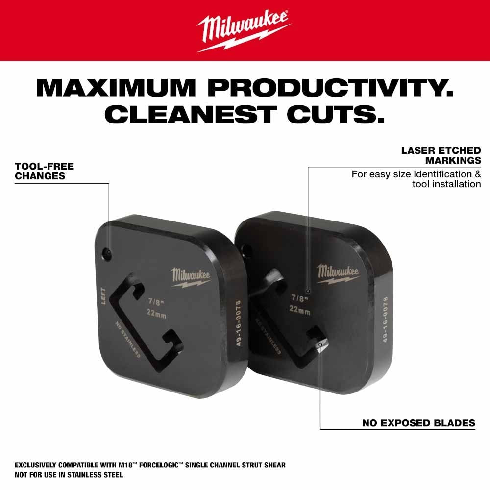 Milwaukee 49-16-0078 7/8" x 1-5/8" Single Strut Shearing Dies