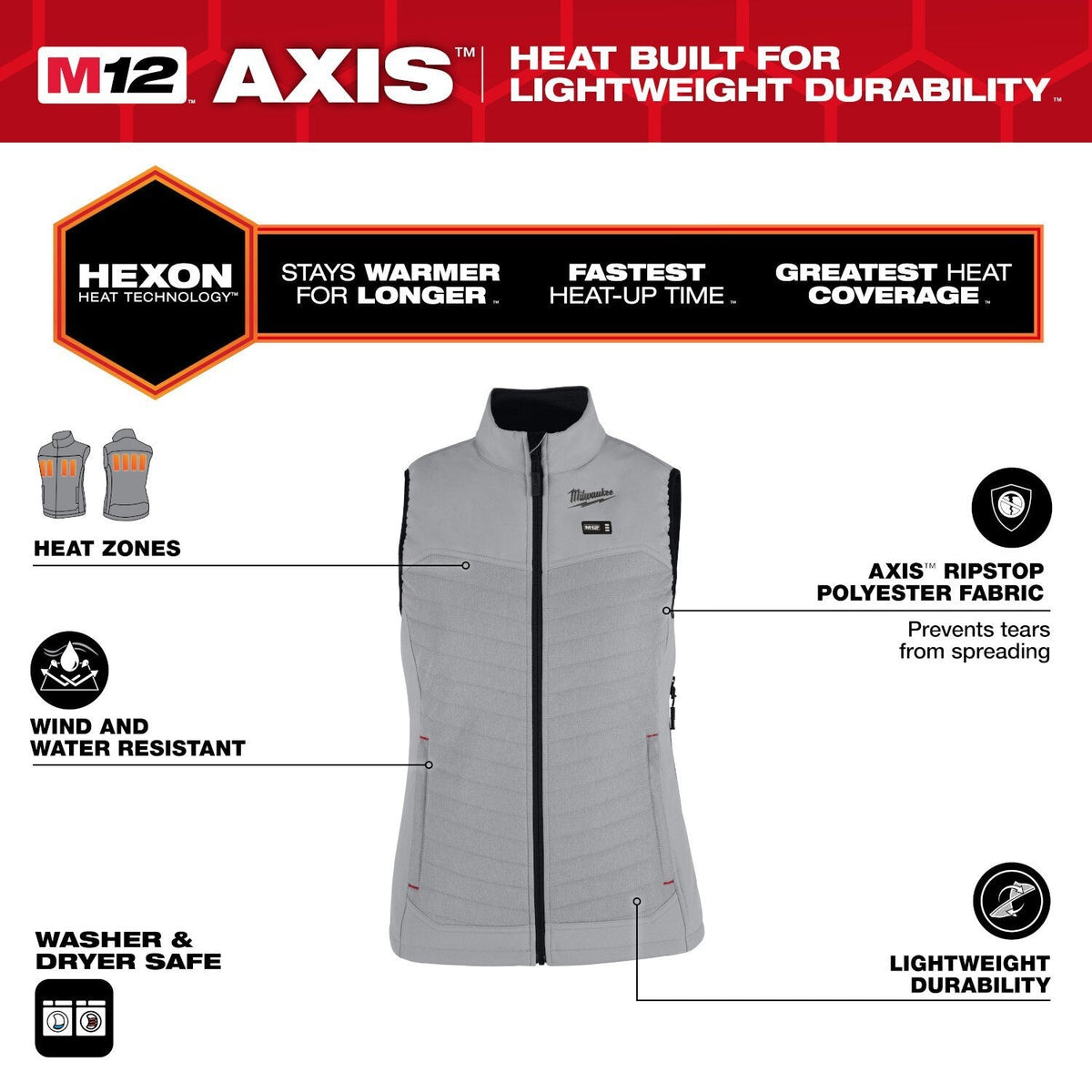 Milwaukee F300E-21 M12 Women's Green Axis Vest with (1) 2.0 Ah Battery and Charger