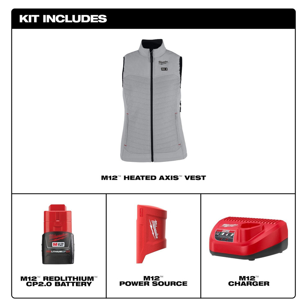 Milwaukee F300E-21 M12 Women's Green Axis Vest with (1) 2.0 Ah Battery and Charger