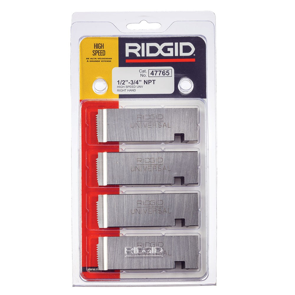 RIDGID 47765 1/2" to 3/4" - 14NPT Universal Dies High Speed RH
