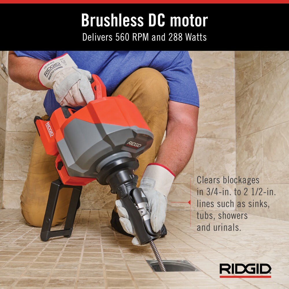 Ridgid 78053 K-46 Cordless SinkSnake with 5/16" x 25' IC Cable, 18V 2.5Ah Battery & Charger